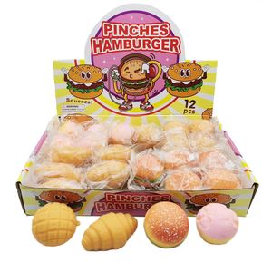 Jouets anti-stress mini-burger, boules de pâte souple TPR, pain ananas, croissant, jouets sensoriels alimentaires - Product Image 1