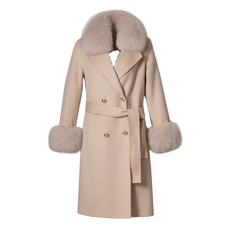 Зимняя модная женская новая поставка, длинная кашемировая куртка из чистой овечьей шерсти, меховое пальто для женщин