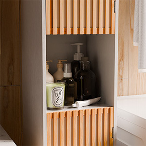 Nouvelle armoire de rangement pour salle de bain à double porte, style moderne et minimaliste, armoire de rangement pour balcon en bambou et bois, meuble d'appoint pour télévision - Product Image 3