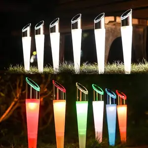 Lumière ambiante blanche RVB Lampe à disque Lampes solaires à énergie solaire Jardin extérieur Paysage LED Lampes solaires étanches pour pelouse