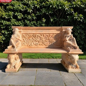 Antico <span class=keywords><strong>Giardino</strong></span> Esterno Intagliato A Mano Naturale di Pietra di Marmo Decorativo Statua di Angelo Banco Sedia - Product Image 2