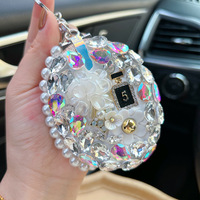 Miroir de poche en verre cristal porte-clés, fini, portable, breloque pour trousse de maquillage, cadeau, emballé individuellement, sourcing pour livestream, Yiwu
