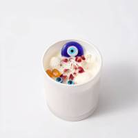 Bougie de soja personnalisable « Evil Eye » dans un pot en cristal bleu créatif avec arôme vanille-lavande pour les fêtes, Pâques, Diwali