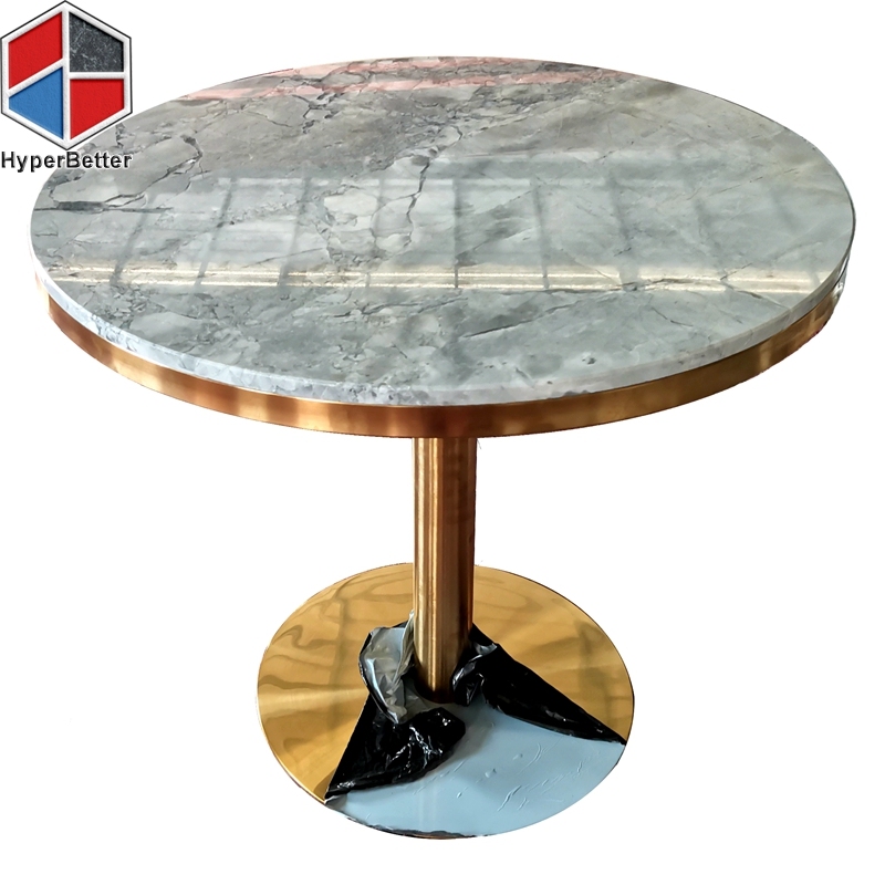 Super white grey genuine marble dinning table
