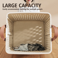 Panier à linge pliable en plastique pour espaces étroits, léger et durable, avec roulettes et couvercle