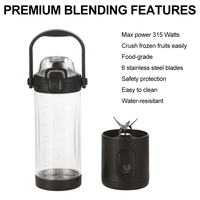 Étanche 315W 750 ML Électrique Personnel Fruit Juicer Squeezer Cup Hand Held Blender Portable Blender