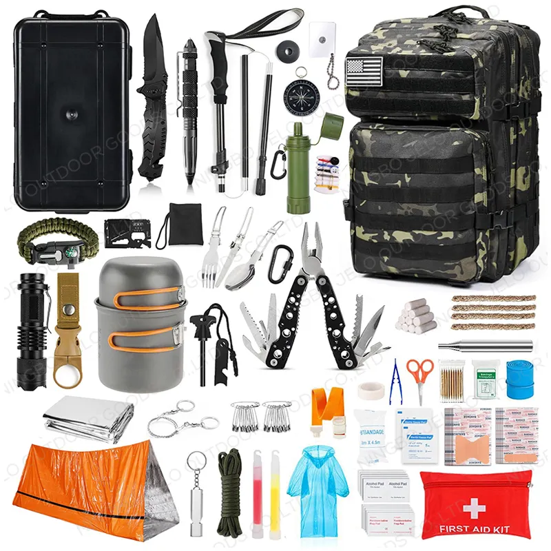 Jelocamp OEM Tùy Biến Ba Lô Viện Trợ Đầu Tiên Bộ Dụng Cụ Hoang Dã Khẩn Cấp Survival Kit Chuyên Nghiệp Ngoài Trời Cắm Trại Bộ Dụng Cụ Sinh Tồn