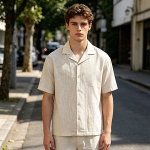 Camisa Casual de Verano para Hombre, de Lino/Algodón Transpirable de Secado Rápido, con Estampado Floral, Corte Clásico, Manga Corta - Product Image 1