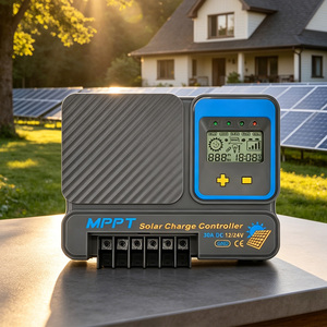 Contrôleur de charge solaire <span class=keywords><strong>MPPT</strong></span> haute efficacité 30A 12V 24V, <span class=keywords><strong>régulateur</strong></span> PV automatique 230D avec écran LCD et double USB pour kit de charge PV - Product Image 1