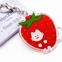 Porte-clés en acrylique personnalisés HanXin Boutique Cosmic Cuties, série Fruits et Aliens, vente en gros, fournisseur d'usine, en vrac