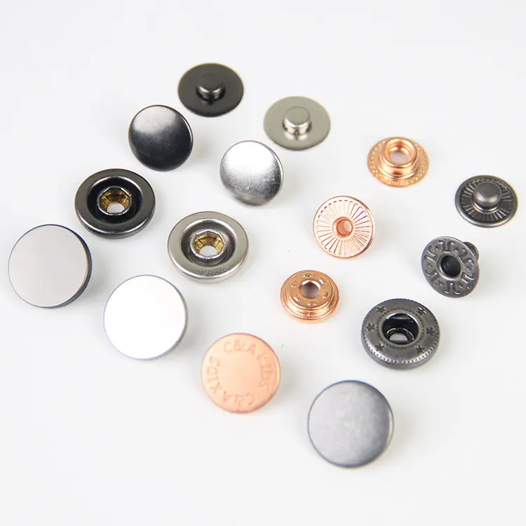 Broche de presión de aleación de Zinc para ropa y abrigo, botón a presión de Metal, negro, plata, oro, latón, personalizado de fábrica