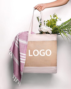 Eco-Friendly School Travel Shopping Beach Women Reusable Canvas Tote Large Capacity Jute Bag With <b>Wallet</b> - Product Image 4