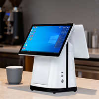 Terminal de point de vente (POS) double écran 15,6 pouces et 11,6 pouces, Intel I5, Windows, 8 Go de RAM/128 Go de stockage, écran tactile capacitif, Bluetooth/Wi-Fi, blanc 1