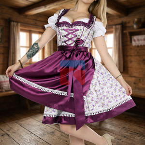 Vintage 1950s / 60s Oktoberfest Dirndl Dress Novelty Print Folk Patterned Cotton Dress German (Bavarian Traditional Dress) - Product Image 3