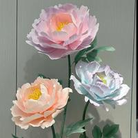 Bunga Peony EVA besar kustom bunga buatan tinggi luar ruangan tahan air kertas raksasa seni bunga untuk jendela pernikahan acara kecantikan