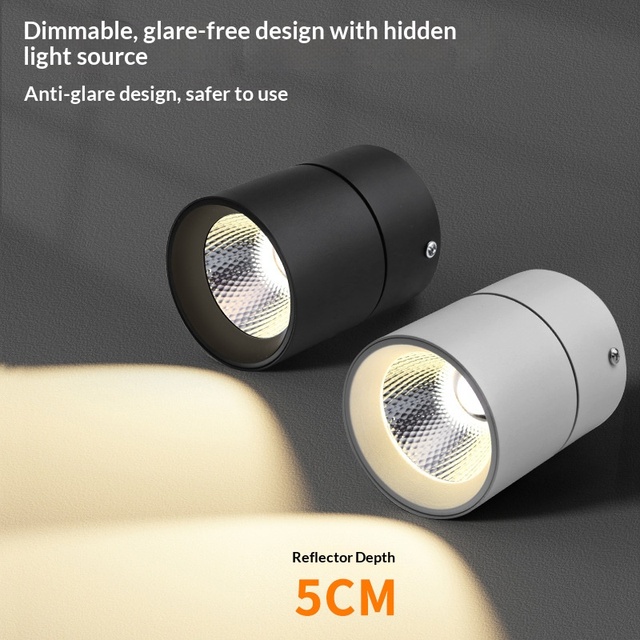 Adjustable Angle COB LED Full-spectrum Spotlight Foldable Anti-glare Aluminum Ceiling Ambient Light with 355 Rotatable