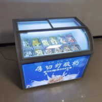 Congélateur coffre à glace à refroidissement direct, personnalisé, à dessus en verre plat, écoénergétique, pour mini-bar avec paniers amovibles