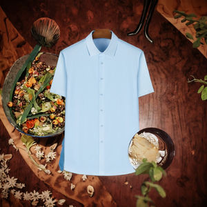 Camisa de Hombre de Alta Gama, de Satén de Seda, Cuello Cuadrado, Manga Corta, Antiarrugas, Transpirable, Ecológica, Formal de Negocios - Product Image 3