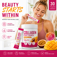 VitaHall OEM Gehydrolyseerde Collageen Peptide Poeder Mango + Passievrucht Type I III V X, Huid Haar Nagels 30 Stick Packs 150g