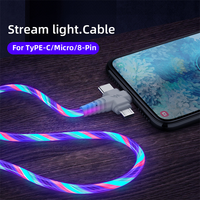 Cable USB 3 en 1 con Luz LED, 1M 2M, Carga Rápida, Cable Fluorescente, Transferencia de Datos, Carga e Impresión para iPhone y Android