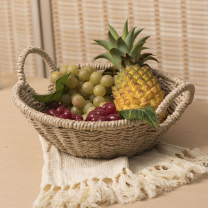 Round <b>Paper</b> Rope Storage Basket Handmade For <b>Kitchen</b> Fruit Vegetable Storage - Product Image 3