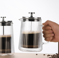Vente en gros 350ml Double paroi Presse française Cafetière 12oz Haute Borosilicate Verre Transparent Caractéristique commerciale Cafetiere