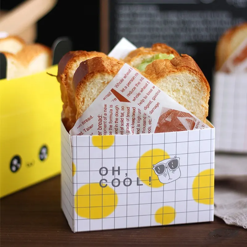 गर्म बिक्री सैंडविच बॉक्स थोक कस्टम हाथी बोर्ड आयताकार पैकेजिंग सैंडविच सैंडविच लपेटें बॉक्स