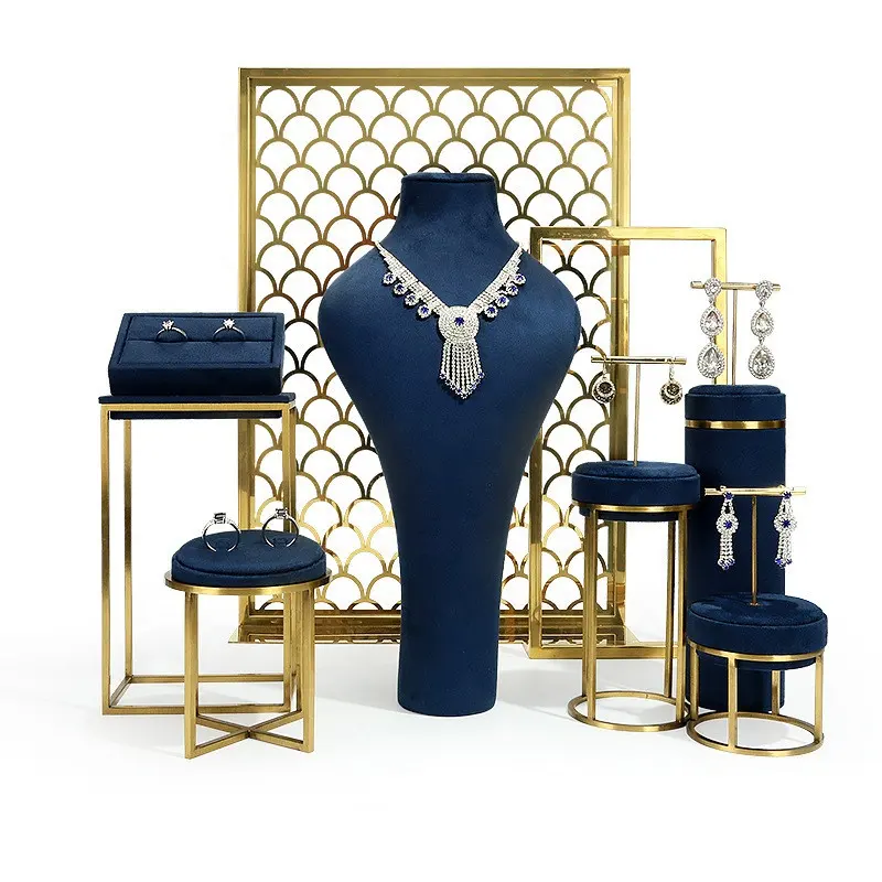 Custom multimodal combined metal jewelry display props ring necklace bracelet earrings jewellery display stands for shop