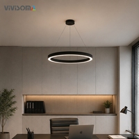 PR3680100 Luminaire suspendu rond moderne à LED, lustre en aluminium, lampe suspendue pour salon, salle à manger, hôtel, bureau