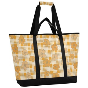 Sac de courses réutilisable surdimensionné personnalisé avec imprimé Palaka Hawaï et fleurs, sac isotherme avec bretelles pour femmes - Product Image 2