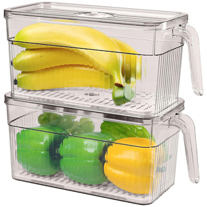 Transparent Eco-Friendly PET Plastic Fridge <b>Storage</b> Containers with Freshness Preservation and Handle for Kitchen Organization - Product Image 5