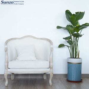 Sillón tapizado de lino antiguo francés Silla de sofá de madera <span class=keywords><strong>Luis</strong></span> Wedding Love - Product Image 2