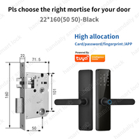 Bas prix appartement chambre poignée serrure de porte avant Ttlock Tuya App Code biométrique empreinte digitale serrure de porte intelligente pour la sécurité à domicile