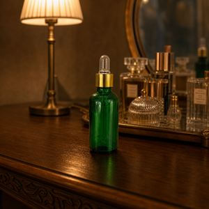 Wholesale Luxury 30ml 50ml Emerald Green <b>Glass</b> Dropper Bottle with Gold Cap for Essential Oil and Facial Serum - Product Image 4