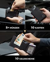 Dompet kulit lipat tiga magnetik, dompet penghalang RFID kulit saku koin ritsleting tempat kartu jatuh aluminium Anti-card