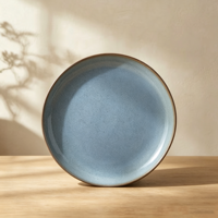 Service de table en céramique bleu style nordique, 18 pièces, assiettes et bols en grès durable à bord irrégulier, pour mariage et maison