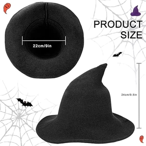 Wholesale Knit Wool Wizard Cap for Custom Halloween Witch Festival Party <b>Hat</b> With Logo Promotional Gift - Product Image 4