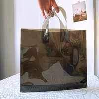 Sac de shopping transparent multi-usages avec logo personnalisé, poignée en boucle réutilisable, sac en plastique