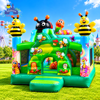 Château gonflable à thème abeille avec toboggan, design de dessin animé pour les enfants, pour les fêtes en plein air, les aires de jeux, usage commercial