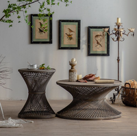 Table de salon combinée avec rangement et bord arrondi