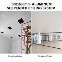 Panneaux de plafond en aluminium 600x600mm ignifuges, résistants à l'humidité, grille de plafond intégrée, plafond suspendu, hôpitaux, sous-sols