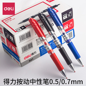 Stylo gel Deli S01 0,5 mm à bouton-poussoir, pointe à ressort, pour bureau et école, noir, bleu, rouge, couleur unique, boîte de 12 pièces - Product Image 3