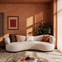 Ensemble de canapés de luxe, canapé modulaire incurvé Boucle Moon italien pour salon, tissu lavable surdimensionné