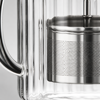 Théière en verre borosilicate transparent avec couvercle en bambou naturel et filtre amovible pour la préparation du thé, compatible avec le cuisinière et le micro-ondes