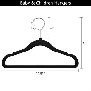 Custom Wholesale <b>Plastic</b> Velvet Clothes Hangers Durable Non-slip Flocked for Wardrobe Bathroom Use - Product Image 2