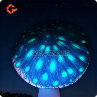 Champignon Fluorescent Gonflable Décor Événement Halloween avec Éclairage LED Accessoires de Scène Champignon Bleu Gonflable