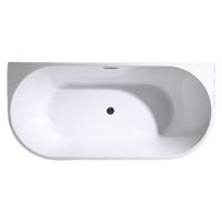 Baignoire autoportante moderne en acrylique de 1,5/1,6/1,7/1,8 m avec robinet de vidange chromé, massage par air et hydromassage, certifiée CE