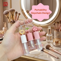 Porte-clés Kawaii, flacons vides pour gloss à lèvres, couvercle rond en forme de cœur, tube transparent pour huile à lèvres, emballage personnalisé pour gloss cosmétique, pour cadeau