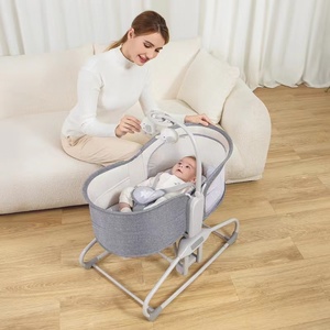 Lit à bascule pour bébé, vibration électrique apaisante, lit pour nouveau-né multifonction à 360 degrés en métal - Product Image 5