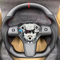 Volant en fibre de carbone mat avec cuir noir pour Tesla Model Y 2017-2023 Model 3 Accessoires intérieurs automobiles